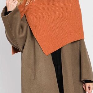 Elegant Turtleneck Slit Shawl